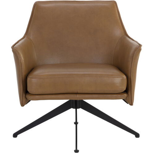 Crosby Missouri Cognac Leather Swivel Lounge Chair, Swivel